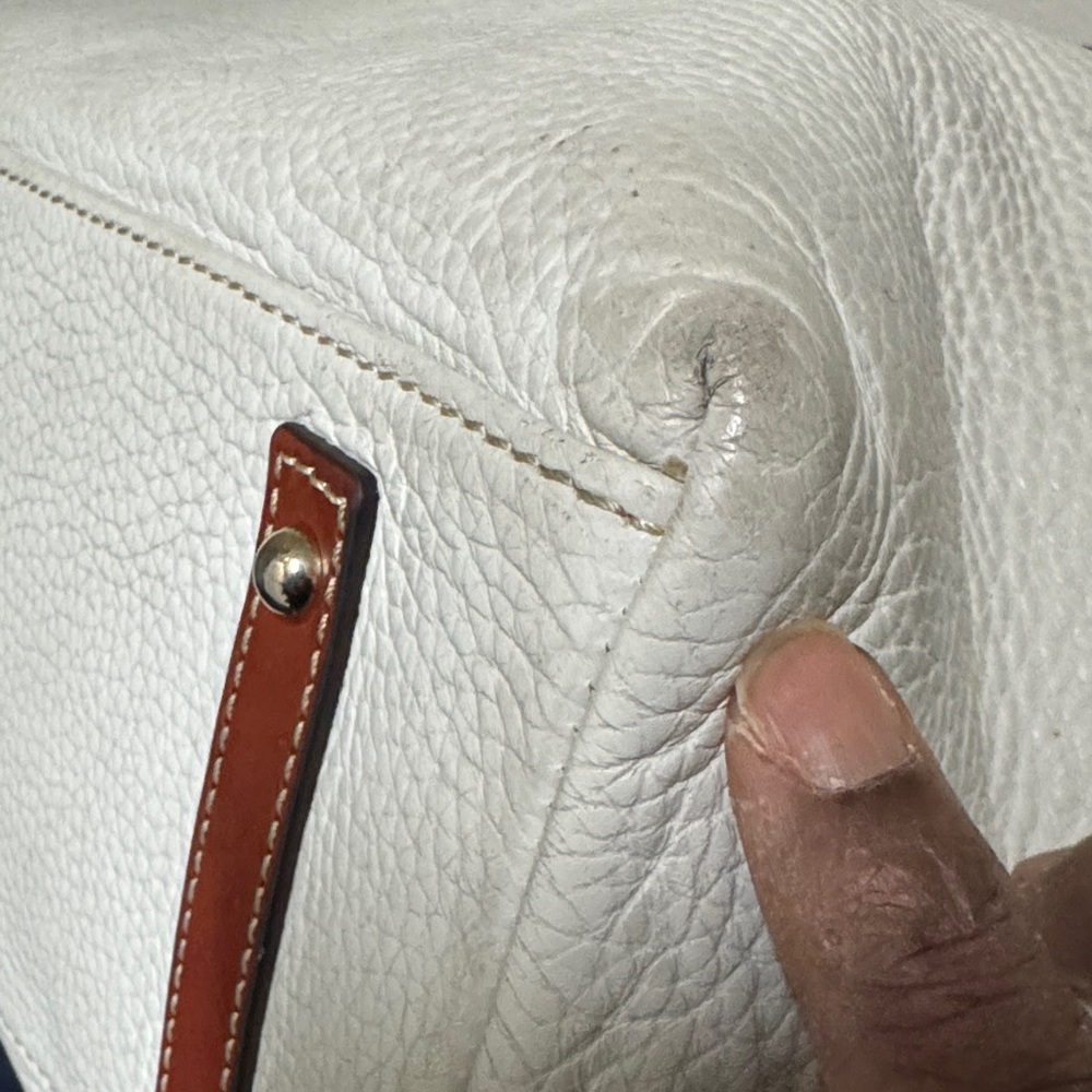 Dooney & Bourke Cream Leather Tote with Brown Braided Handles - Picture 6 of 9